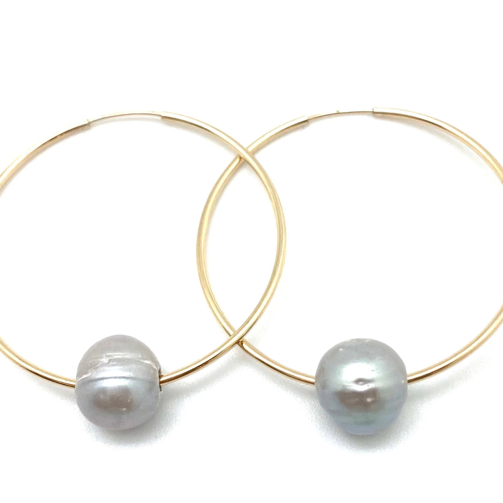 The Gold Grey Mia Pearl Hoop Earrings by In2 Design