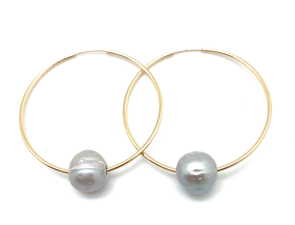 The Gold Grey Mia Pearl Hoop Earrings by In2 Design