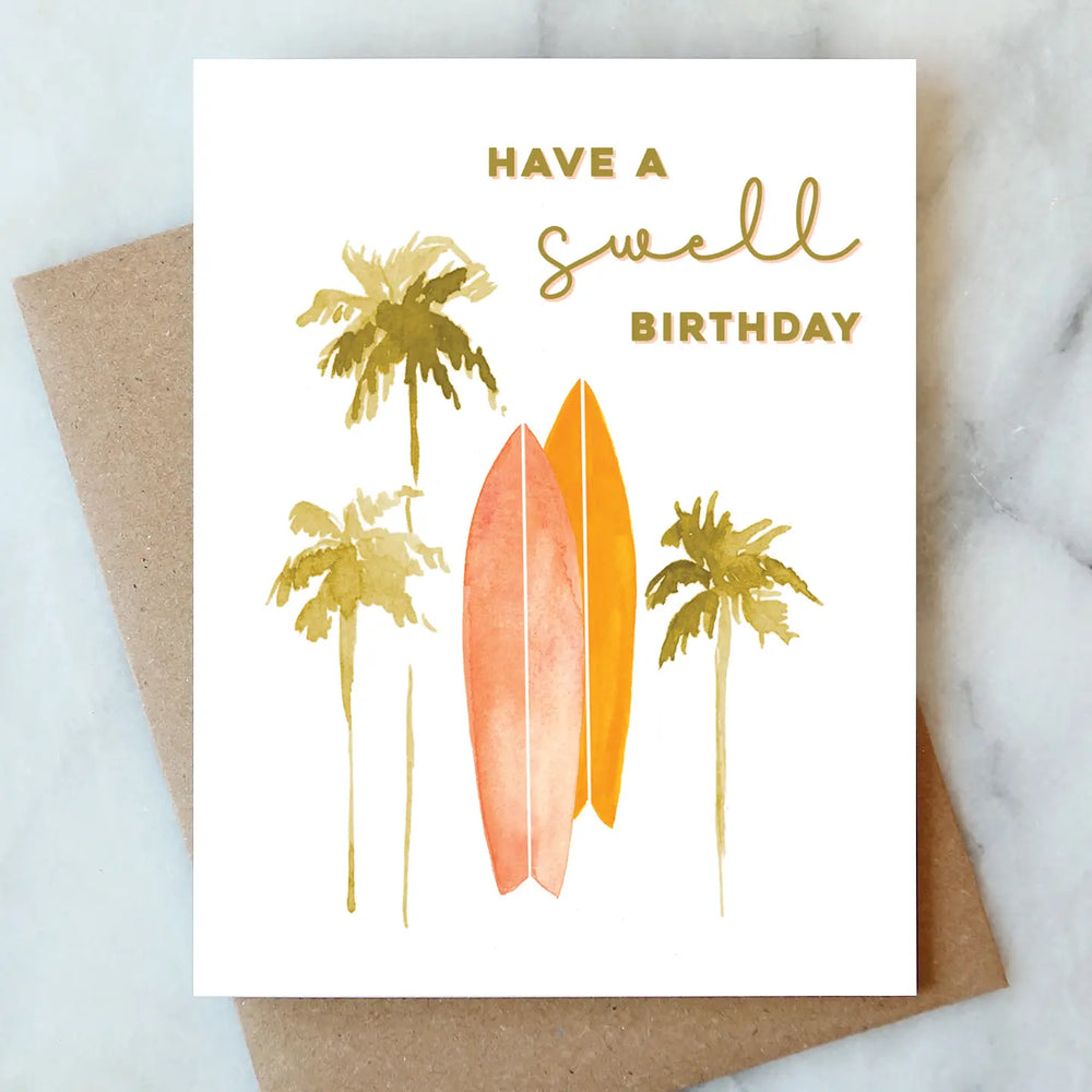 The Surf Birthday Greeting Card by Abigail Jayne Design at Harbour Thread. 