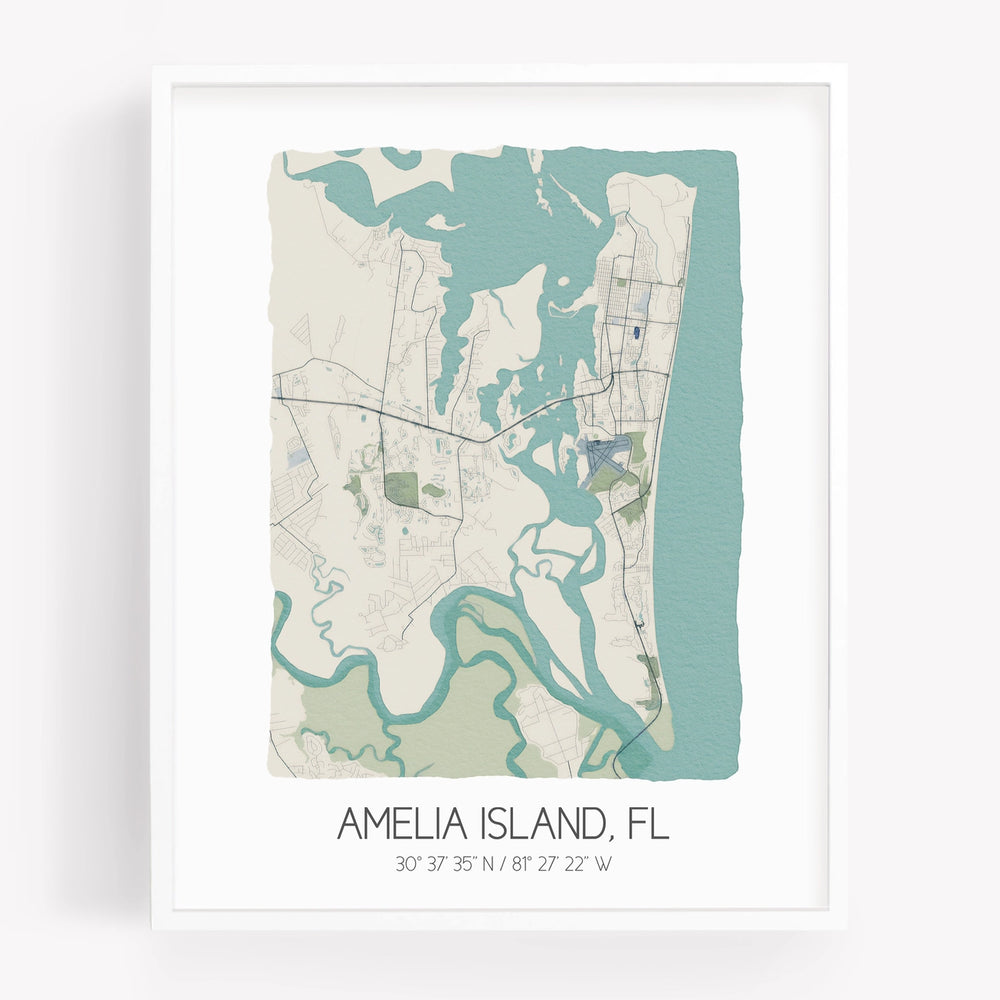 
                      
                        The Amelia Island Florida Map 8x10  Prints by Sparks House Co. in the color beige
                      
                    