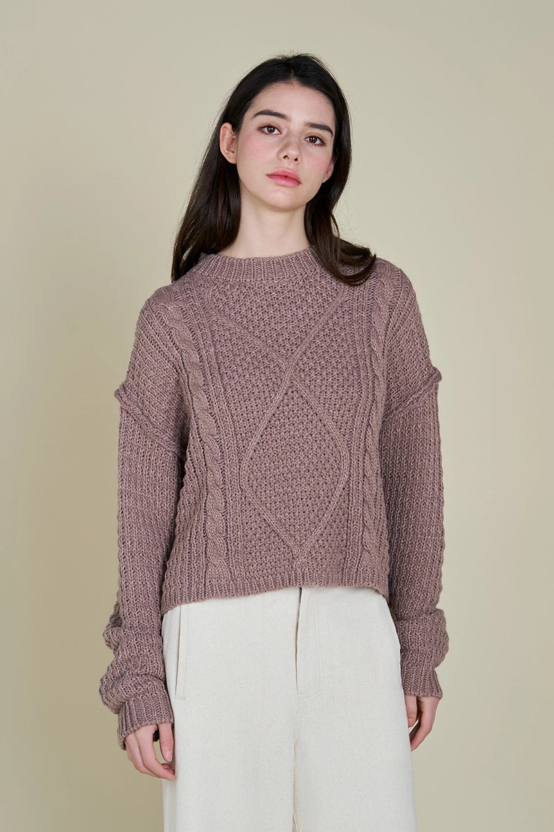 Maya Cable Front Crop Sweater