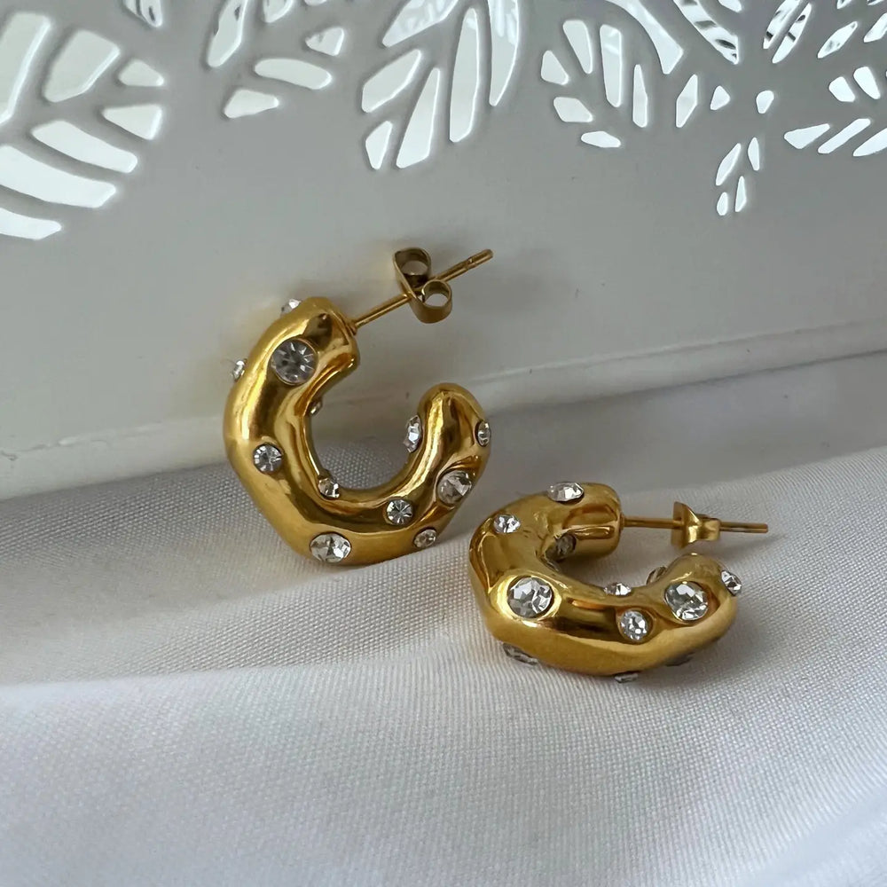 The chunky gold Dazzle Hoops by Jessa Jewelry at Harbour Thread