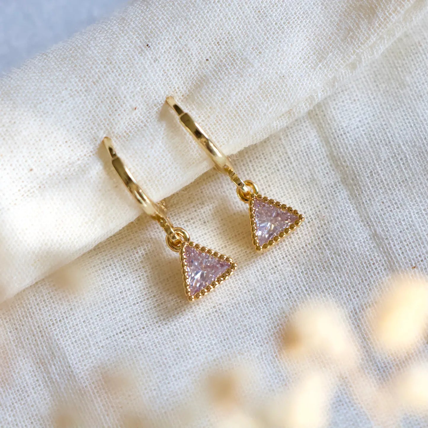 Mesa Blue's CZ Triangle Huggie Earrings