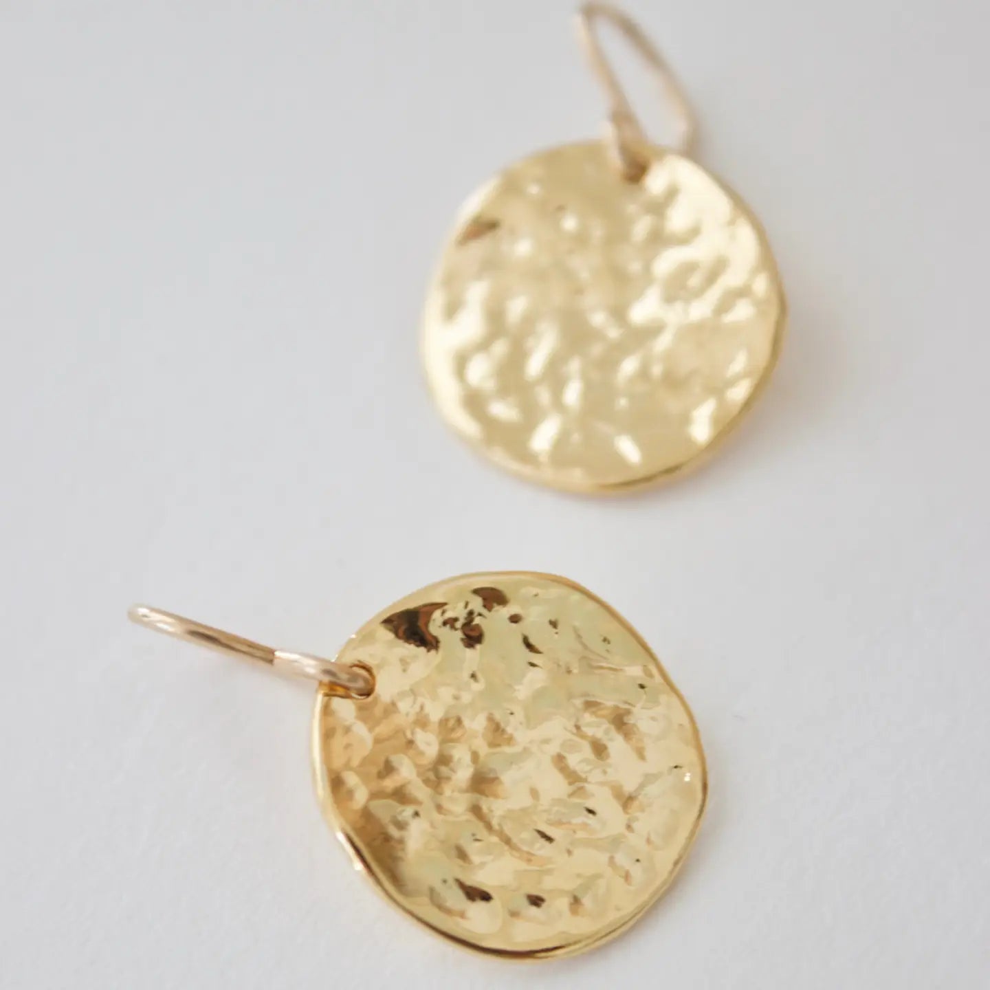 The Gold Hammered Medallion Earrings by Katie Waltman Jewelry