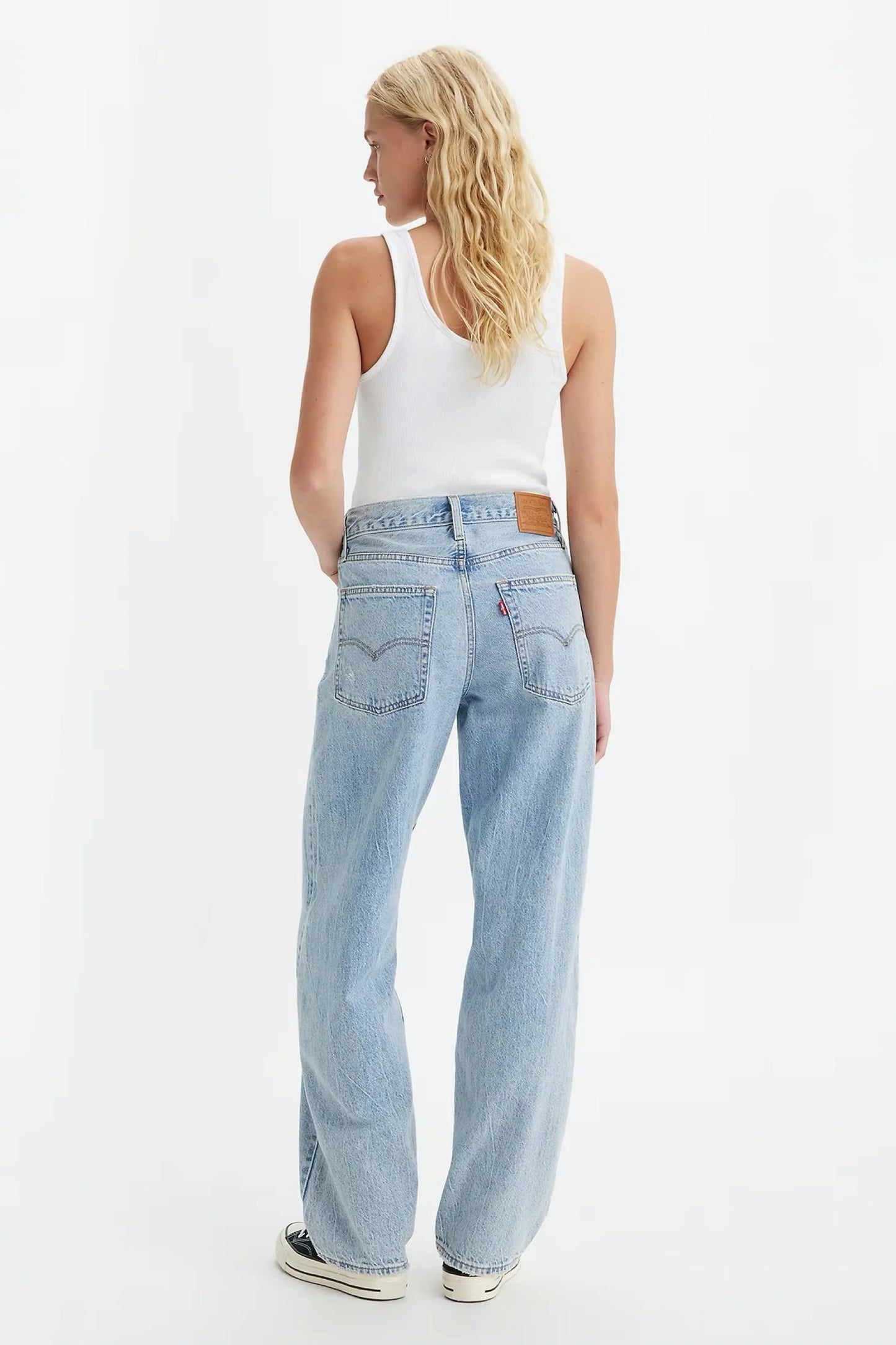 Back view of the Fan Flare Baggy Dad Wide Leg Women's Jeans