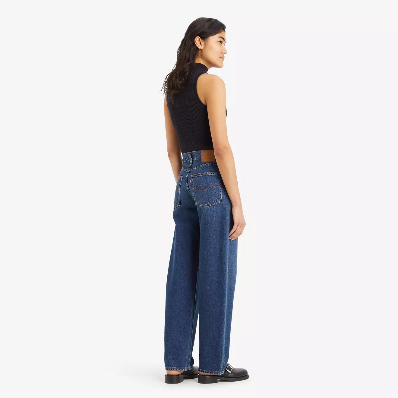 Back view of the She's Nice Dark Wash Baggy Dad Women's Jeans by Levi's