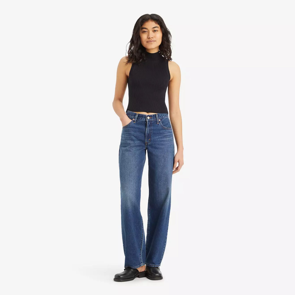 Front view of the She's Nice Dark Wash Baggy Dad Women's Jeans by Levi's