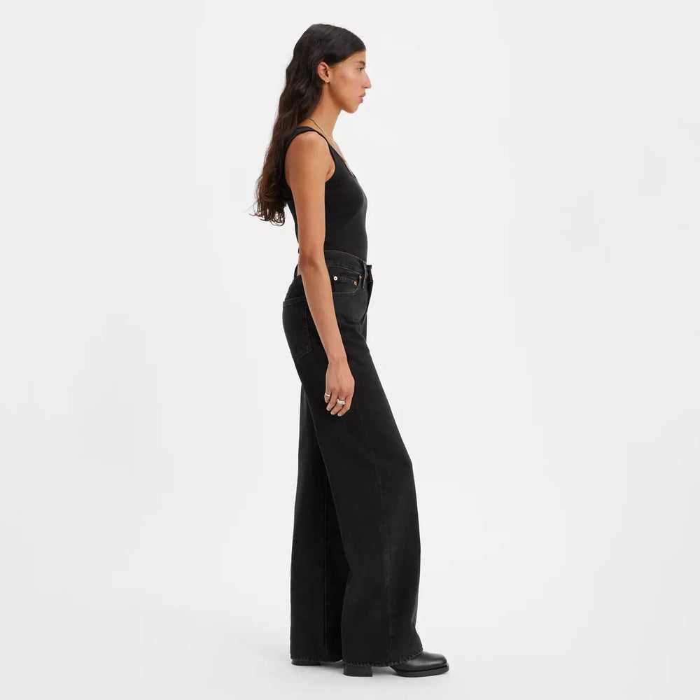 
                      
                        Side view of the Levi's Ribcage Wide Leg Women's Jeans in the color Rosie Posie Black
                      
                    