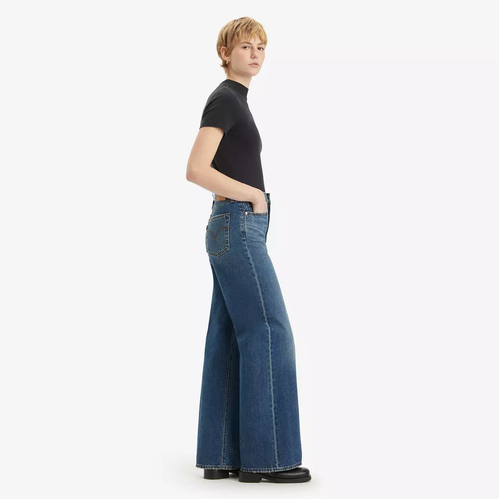 
                      
                        Side view of the dark wash Ribcage Wide Leg Women's Jeans by Levi’s
                      
                    