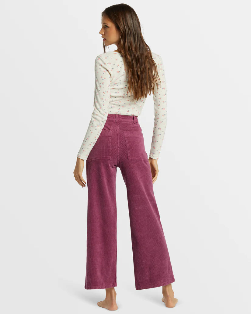 Back view of the dark pink Be Free Corduroy Pants by Billabong