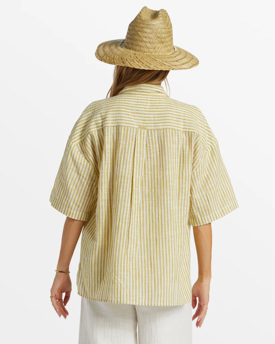 Back view of Billabong's Beach Side Oversized Short Sleeve Shirt in the color Moss Joy