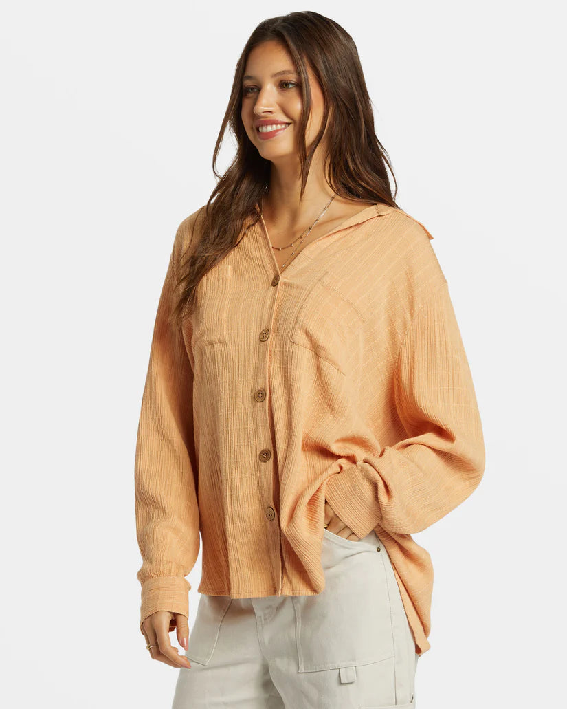 Billabong Swell Button Up Blouse - Baked Clay