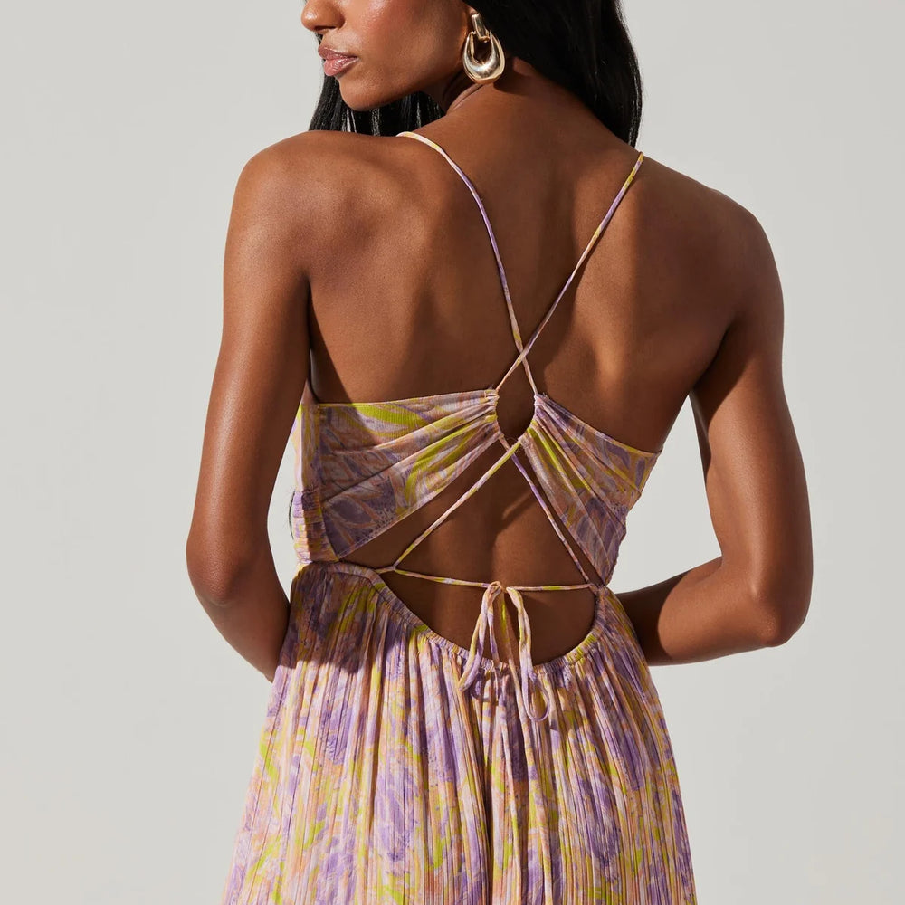 
                      
                        Back design detail on the Purple Lime Minari Floral Maxi Dress by ASTR
                      
                    