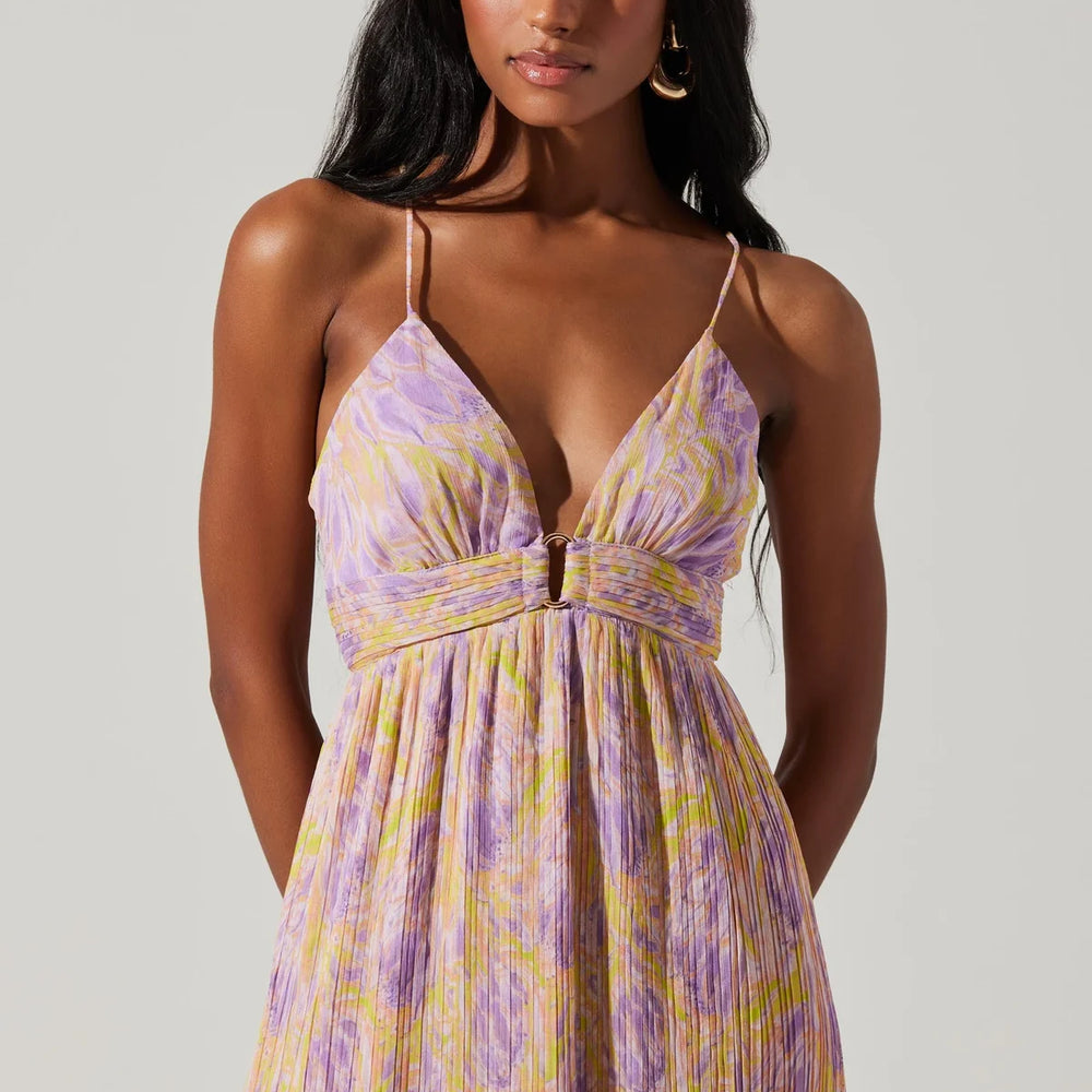 
                      
                        Front design detail on the Purple Lime Minari Floral Maxi Dress by ASTR
                      
                    