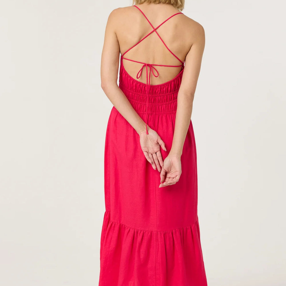 
                      
                        ASTR Eleni Linen-Blend Midi Dress
                      
                    