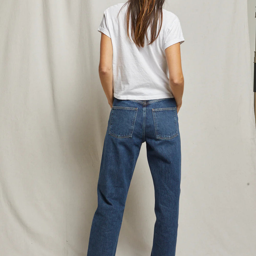 
                      
                        Back view of the Alanis V-Neck Tee in the color White by the brand Perfect White Tee
                      
                    