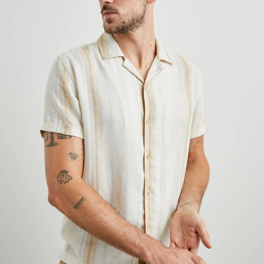 The Farro Dove Stripe Amalfi Short Sleeve Shirt by Rails