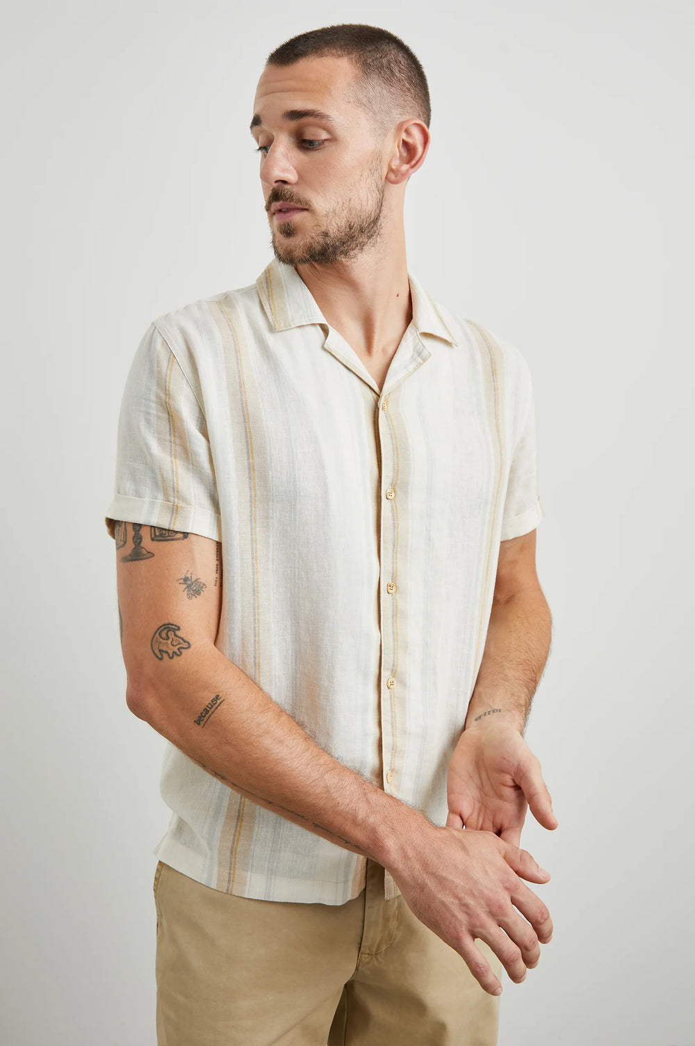 The Farro Dove Stripe Amalfi Short Sleeve Shirt by Rails