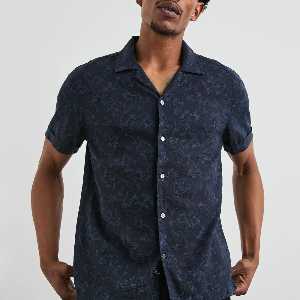 The Japanese Maple Indigo Amalfi Short Sleeve Shirt by Rails