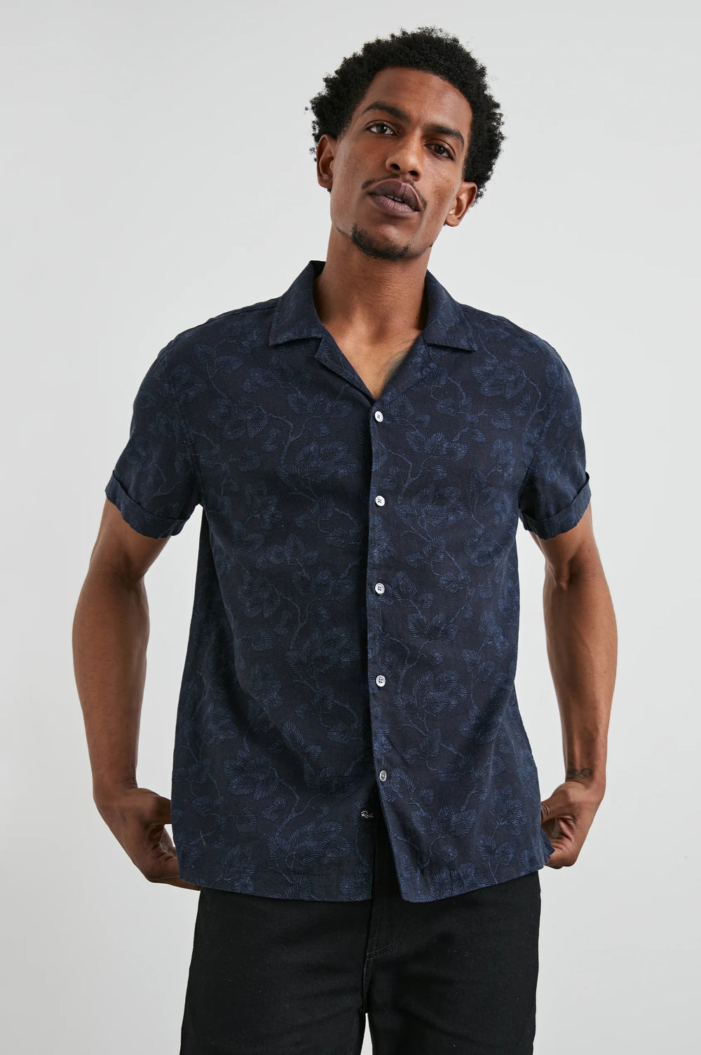 The Japanese Maple Indigo Amalfi Short Sleeve Shirt by Rails