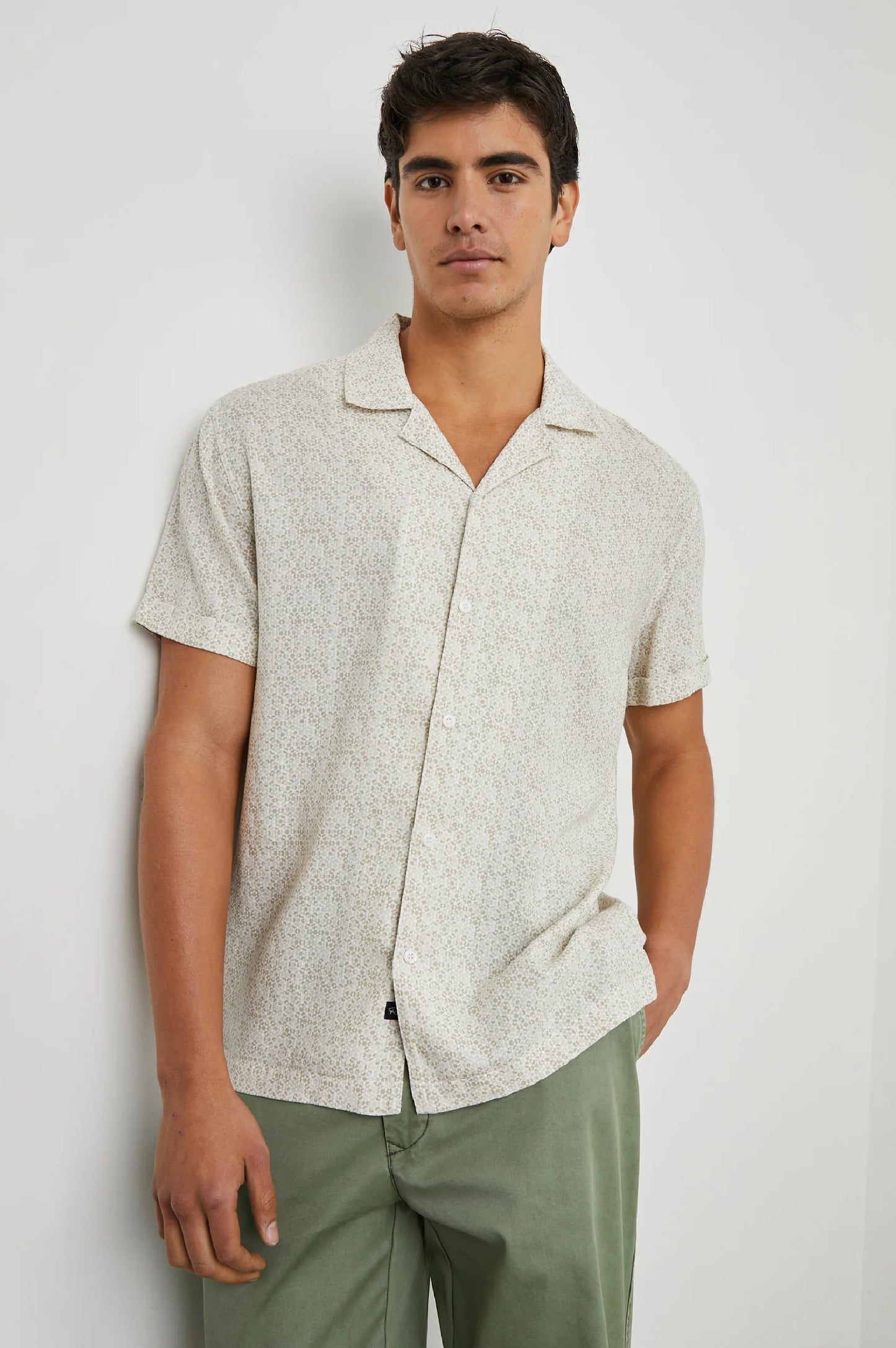 The Painted Tile Khaki Amalfi Short Sleeve Shirt by Rails