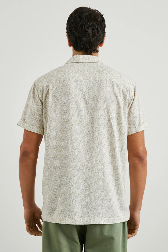 Back view of the Painted Tile Khaki Amalfi Short Sleeve Shirt by Rails