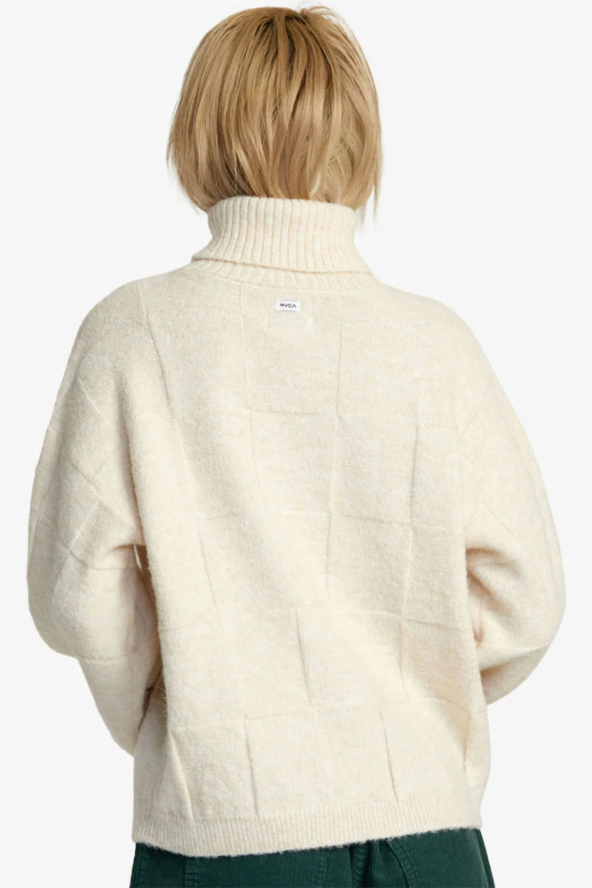 Back view of the Vineyard Sweater in the color Oatmeal by RVCA