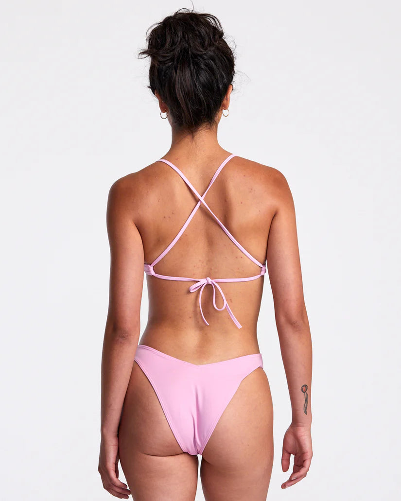 Back view of the Pastel Lavender Triangle Crossback Bikini Top by RVCA