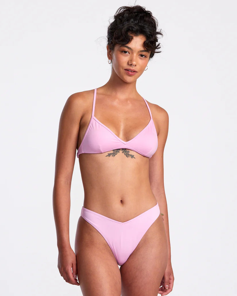 The Pastel Lavender Triangle Crossback Bikini Top by RVCA