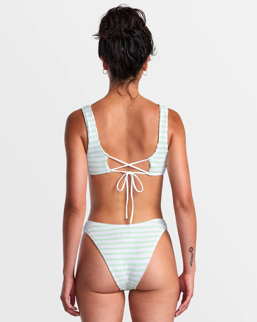 Back view of the White Grooves Stripe Bralette Bikini Top by RVCA