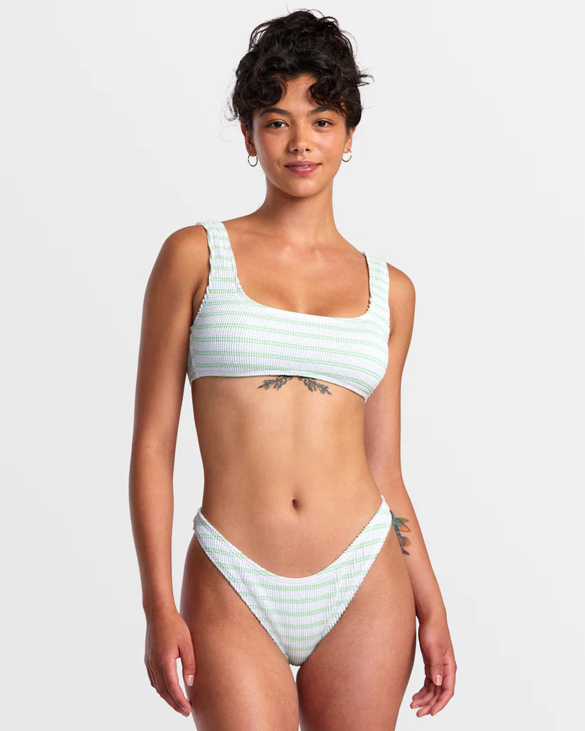 The White Grooves Stripe Bralette Bikini Top by RVCA