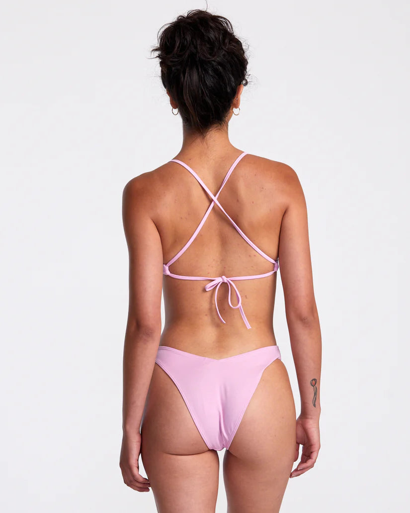 Back view of the Pastel Lavender Solid Medium Bikini Bottoms by RVCA