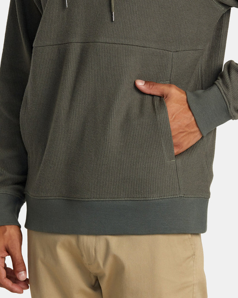 
                      
                        Front pocket detail on the Olive Port Pullover Hoodie by RVCA
                      
                    