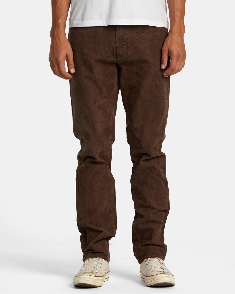 Front view of the men's Brown Daggers Pigment Corduroy Pants by RVCA