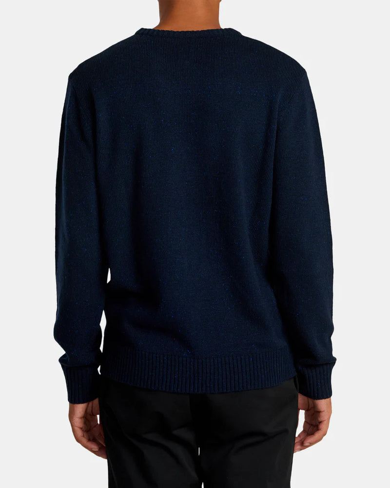 
                      
                        Back view of a man wearing the navy Alameda Crew Neck Sweater by RVCA
                      
                    