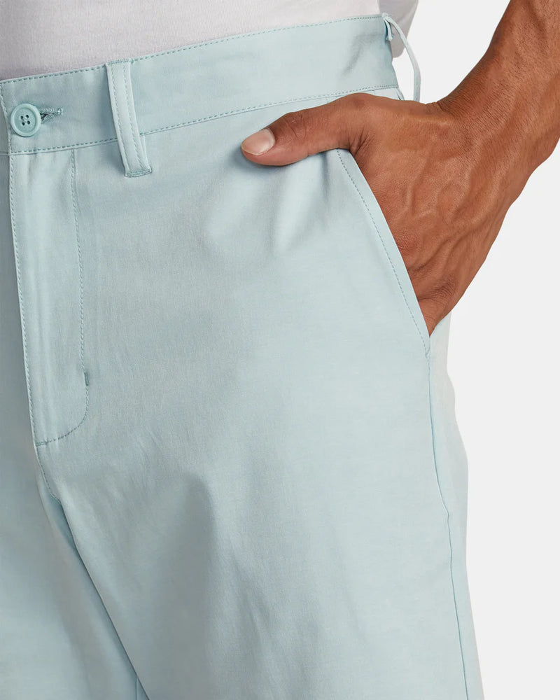 
                      
                        Pocket detail on RVCA's Back In Hybrid 19" Short in the color Blue Haze
                      
                    