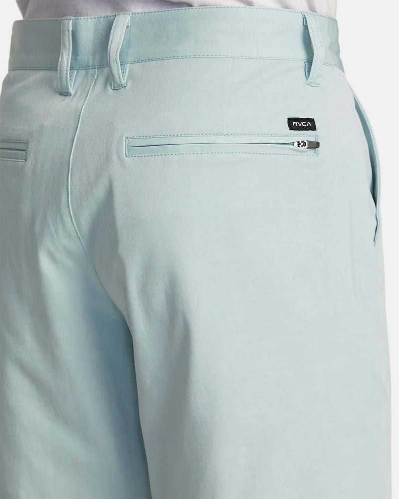 
                      
                        Back design detail on RVCA's Back In Hybrid 19" Short in the color Blue Haze
                      
                    