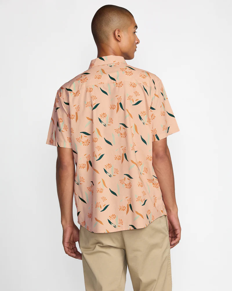 
                      
                        RVCA pink printed short sleeve men's shirt
                      
                    