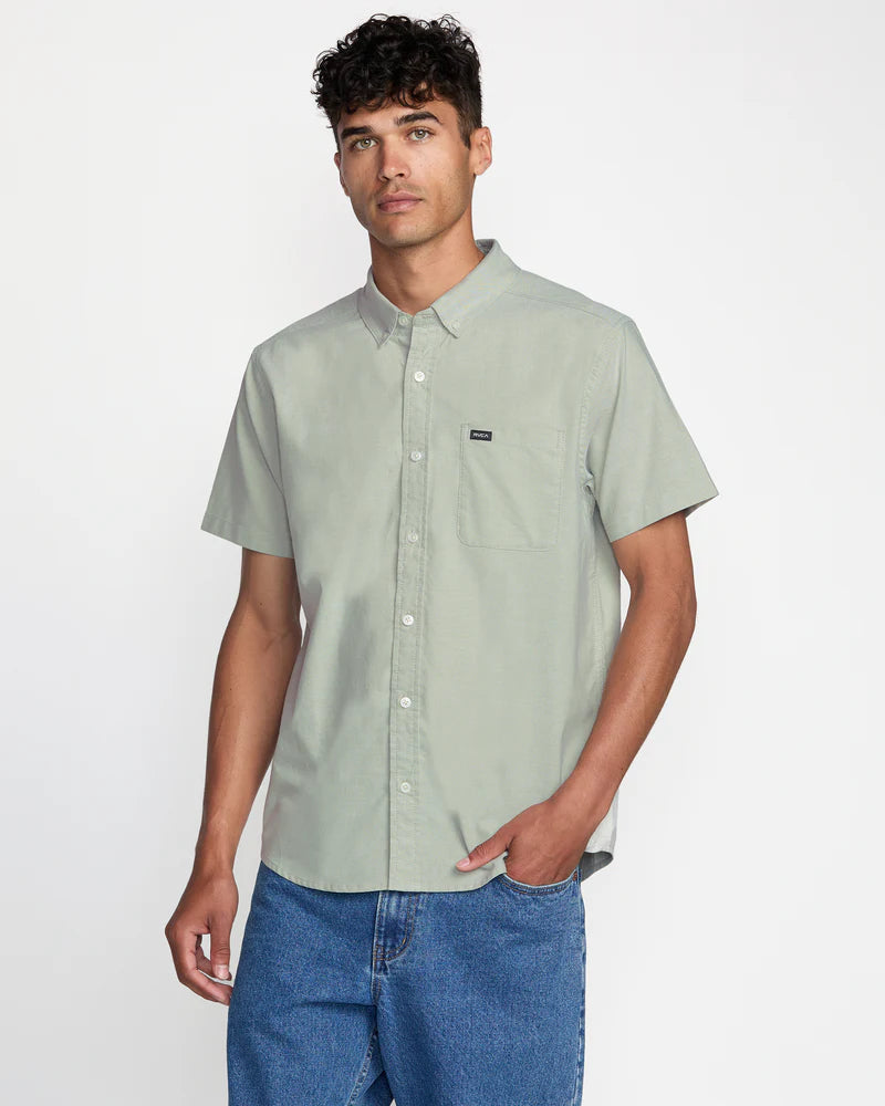 Enjoy comfort and style with the RVCA That'll Do Stretch Short Sleeve Shirt, now at Harbour Thread men's store in Burlington, VT. 
