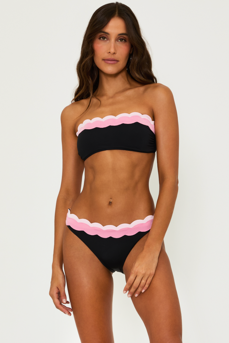 Beach Riot's Sybil Top is a women's black and pink bandeau bikini top available to shop at Harbour Thread.