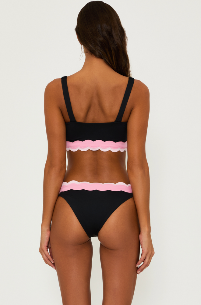 Women's black and pink pull on bikini bottoms from Beach Riot