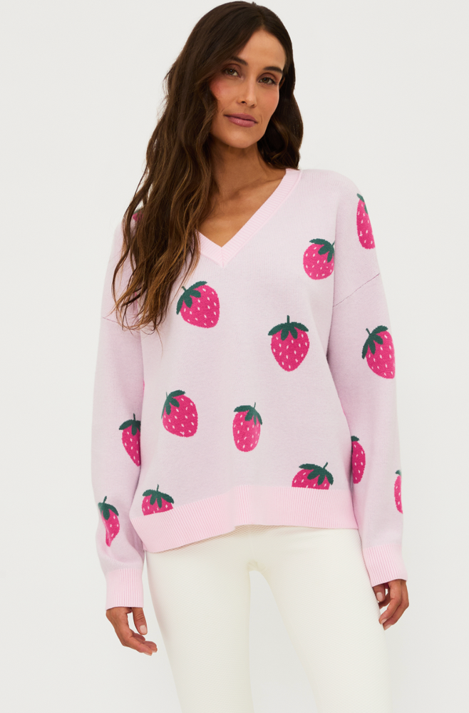 
                      
                        The Joey Sweater is a Beach Riot best-seller, now available in a pink strawberry print at Harbour Thread!
                      
                    