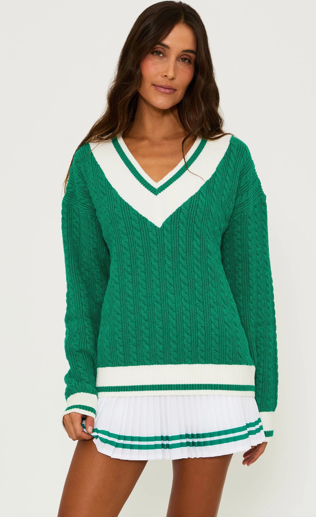 The cozy cable knit Montana Sweater from Beach Riot is available at Harbour Thread in a cool oversized fit for spring layering. 