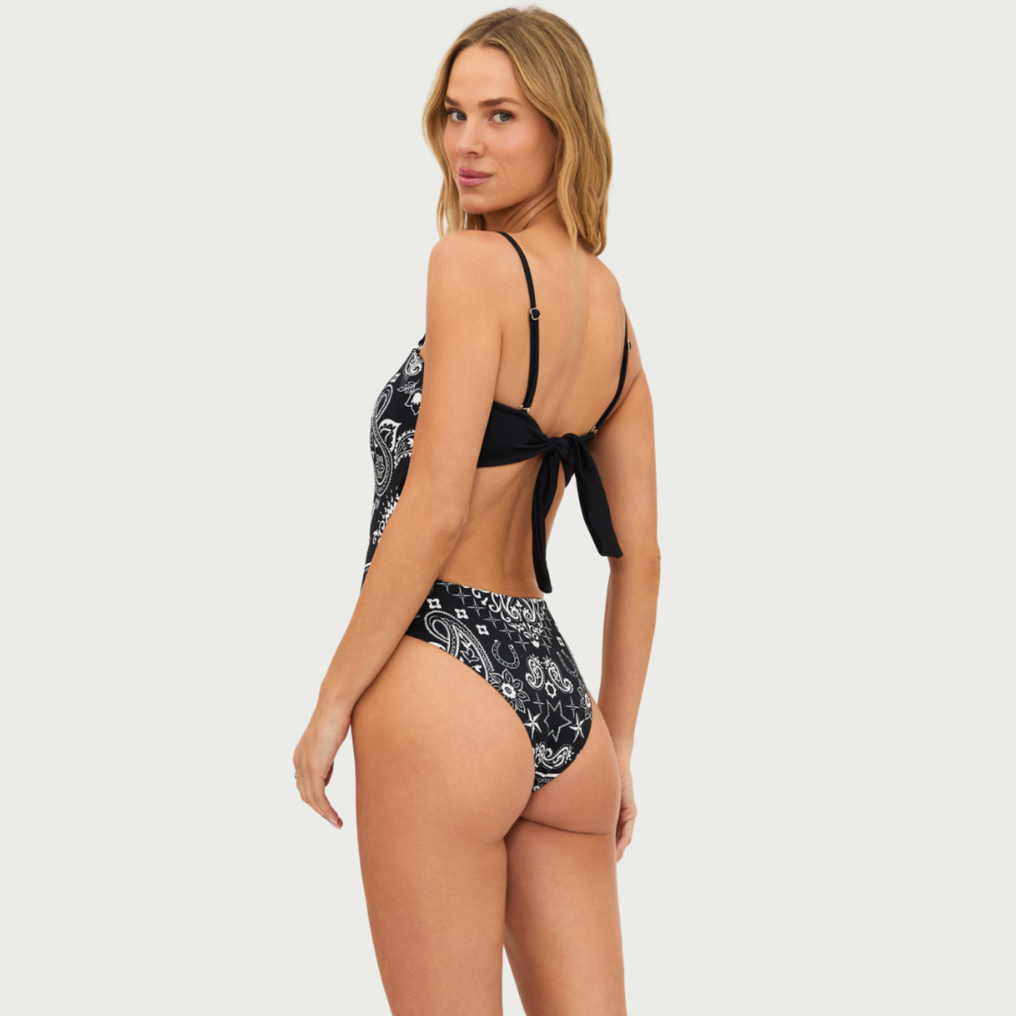 Black bandana print swimsuit