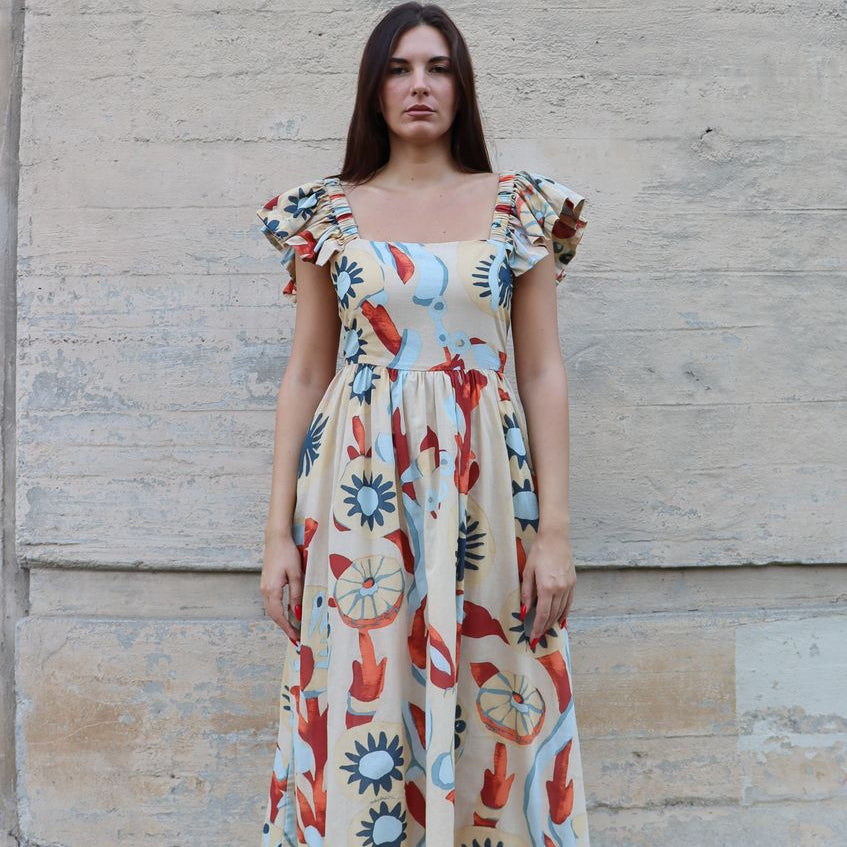 Bel Kazan Grace Dress in Cream Velora