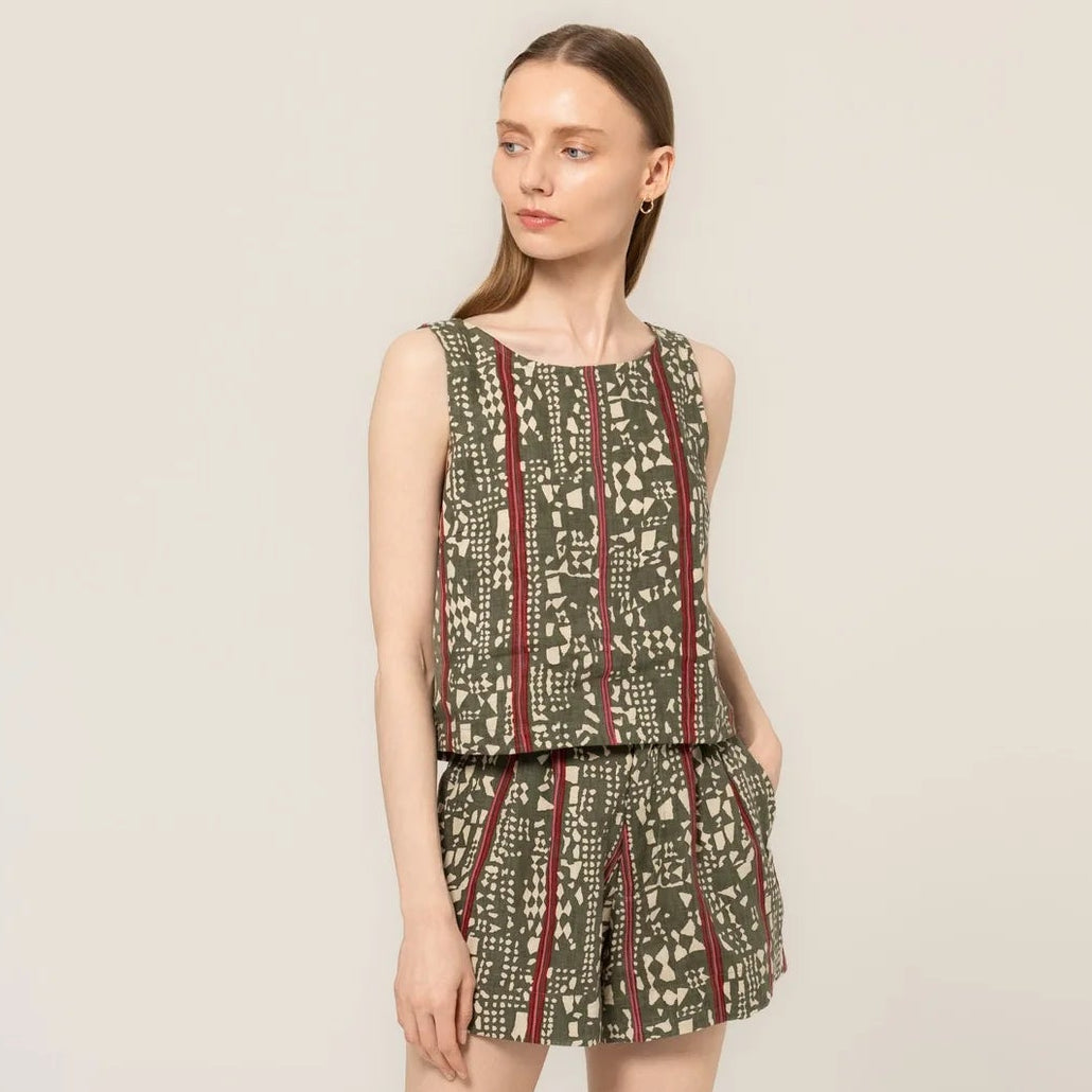 Bel Kazan Lior Top in Sage Mirage, now available at Harbour Thread boutique