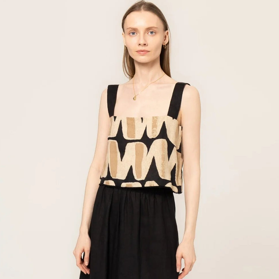 Bel Kazan Zuri Top in Black Vista, available now at Harbour Thread boutique