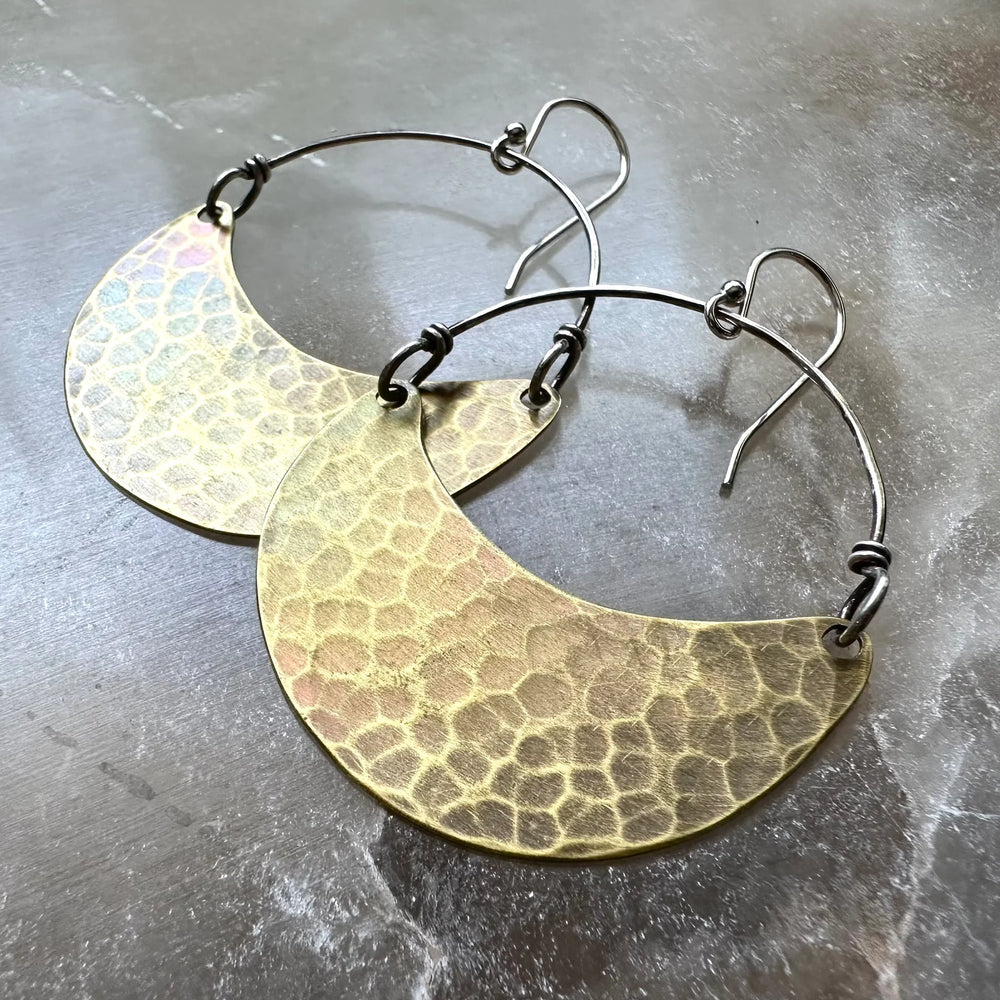 Jennifer Kahn Brass Crescent Earrings