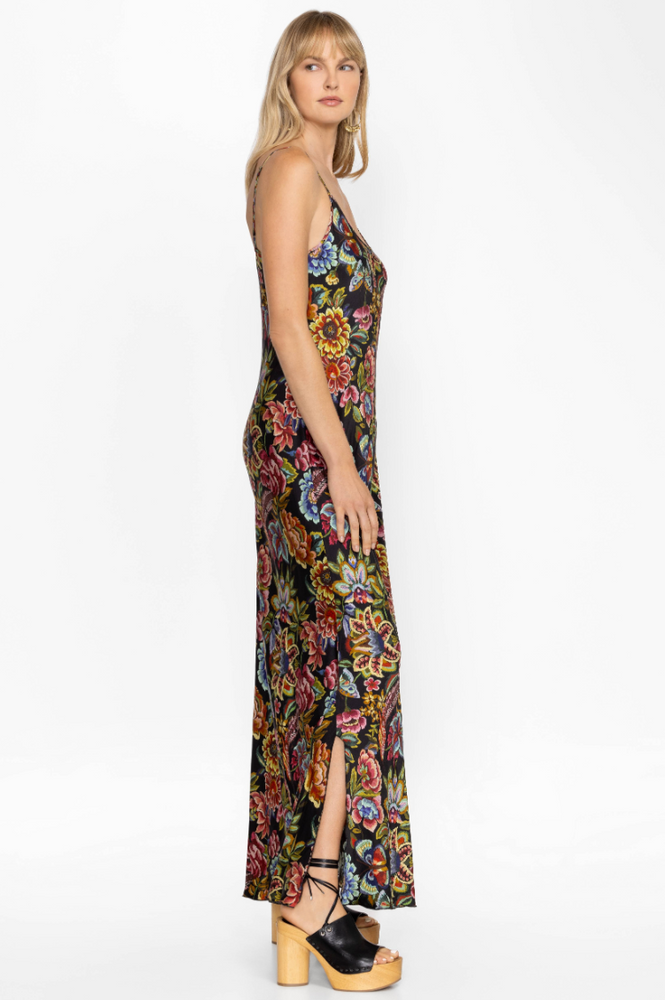 
                      
                        Side view of the floral print Gigianna Slip Dress by Johnny Was
                      
                    