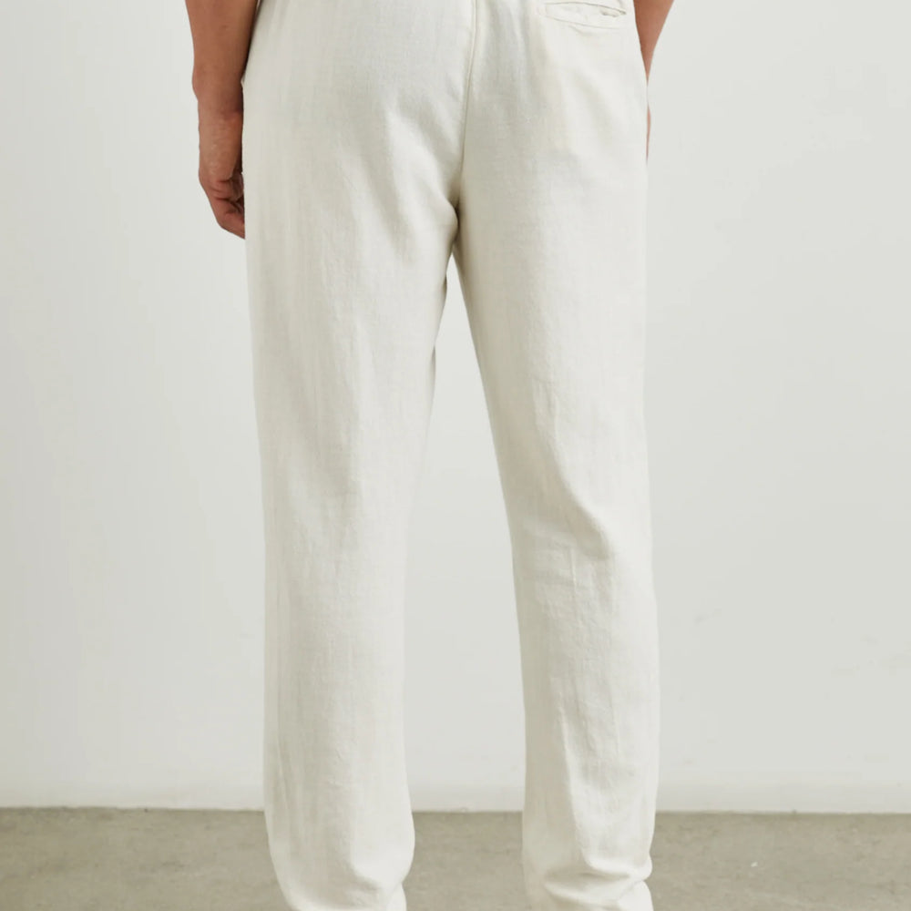 
                      
                        Back view of the Callum Drawstring Men's Pant in the color Ecru by Rails
                      
                    